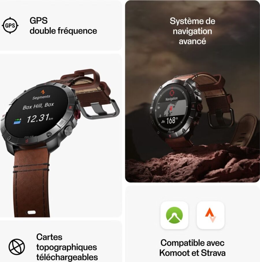Montre GPS Polar Grit X2 Pro Titane Gris Titan Marron