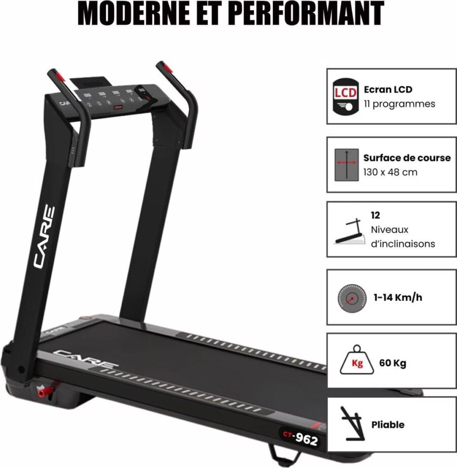 Tapis de course connecté - 14km/h - CARE - CT-962 - KINOMAP