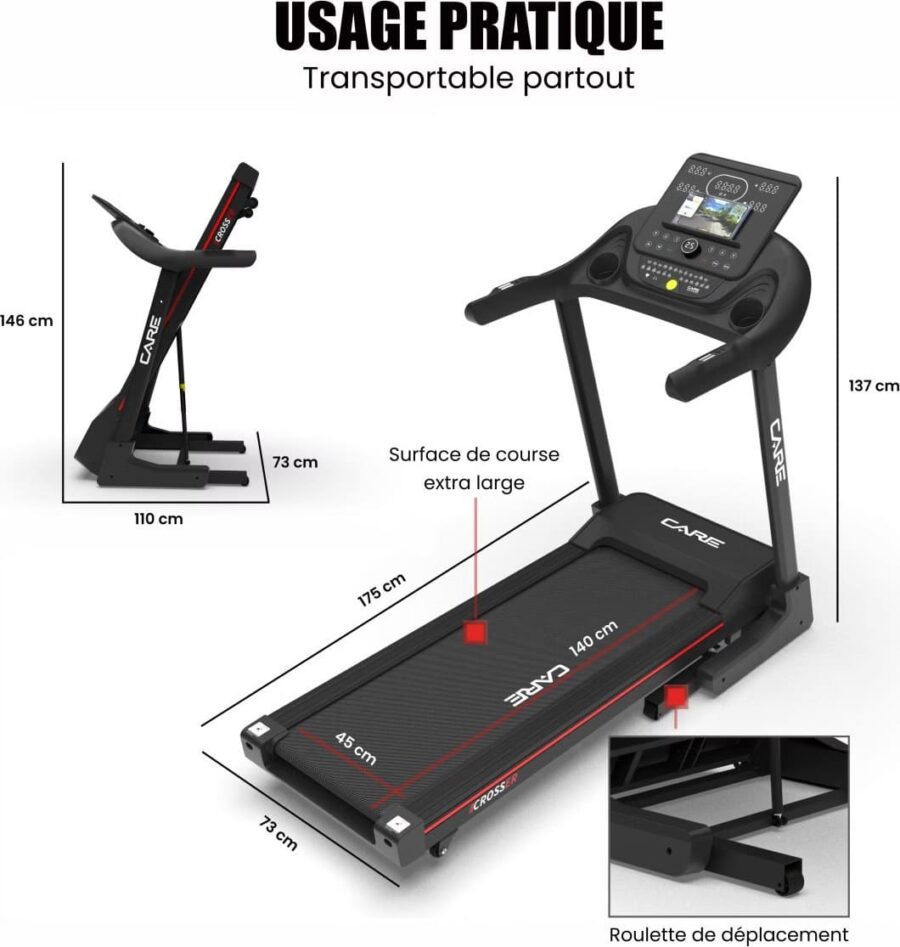 Tapis de course connecté Care Fitness CROSSER - KINOMAP