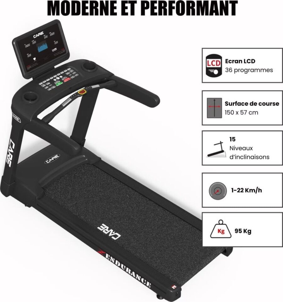 Tapis de course professionnel - 22km/h - CARE - ENDURANCE