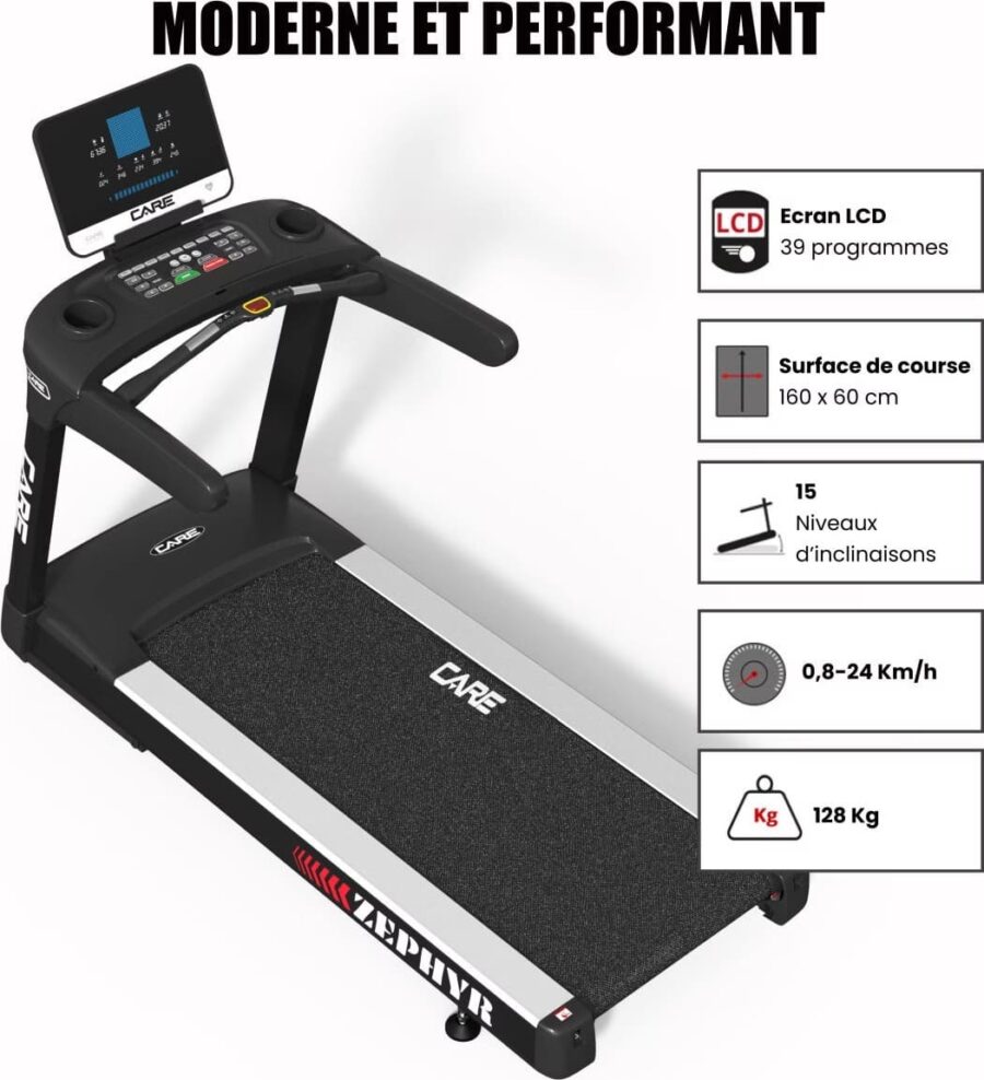 Tapis de course professionnel - 24km/h - CARE - ZEPHYR