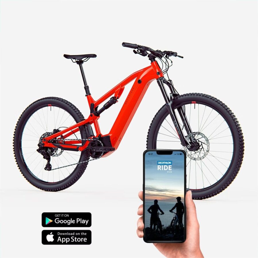 VTT Électrique Tout-Suspendu Rockrider E-Expl 520 S Microshift Advent 10V 500Wh 29" Rouge 2024
